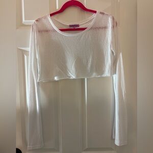 Edikted White Sheer Long Sleeve Crop Top